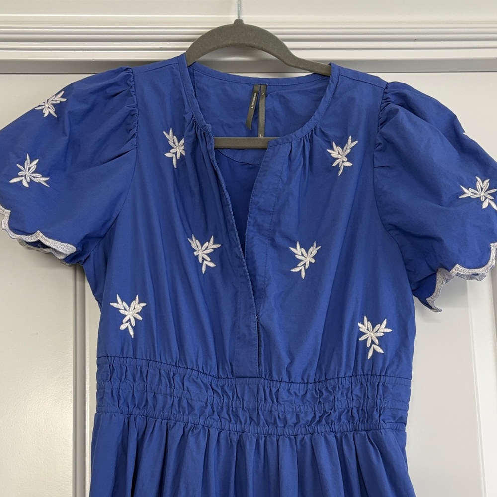 Anthropologie Somerset Blue Floral Embroidered Maxi Dress - Picture 2 of 3